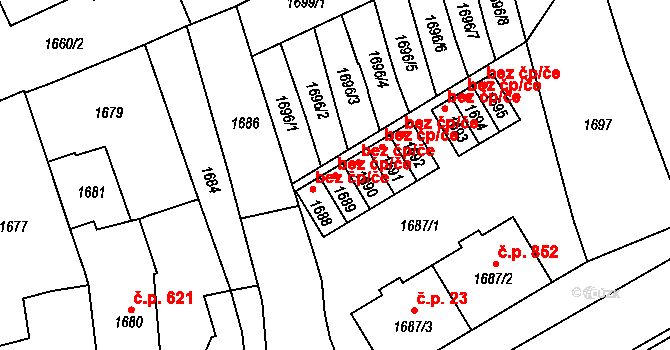 Ivanovice na Hané 48190551 na parcele st. 1689 v KÚ Ivanovice na Hané, Katastrální mapa