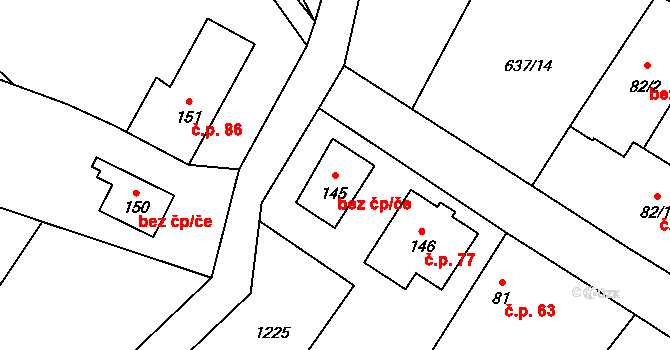 Heřmanov 50156551 na parcele st. 145 v KÚ Heřmanov u Křižanova, Katastrální mapa