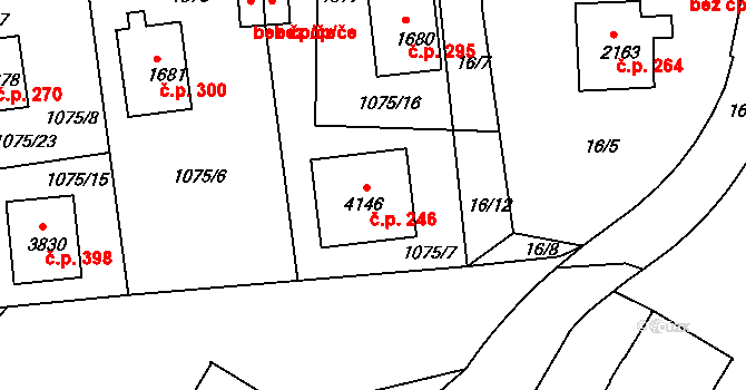 Plešivec 246, Český Krumlov na parcele st. 4146 v KÚ Český Krumlov, Katastrální mapa