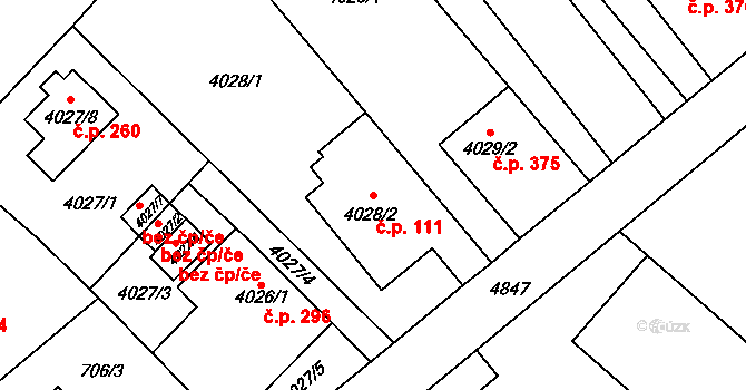 Choceňské Předměstí 111, Vysoké Mýto na parcele st. 4028/2 v KÚ Vysoké Mýto, Katastrální mapa