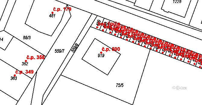 Mikovice 500, Kralupy nad Vltavou na parcele st. 919 v KÚ Mikovice u Kralup nad Vltavou, Katastrální mapa