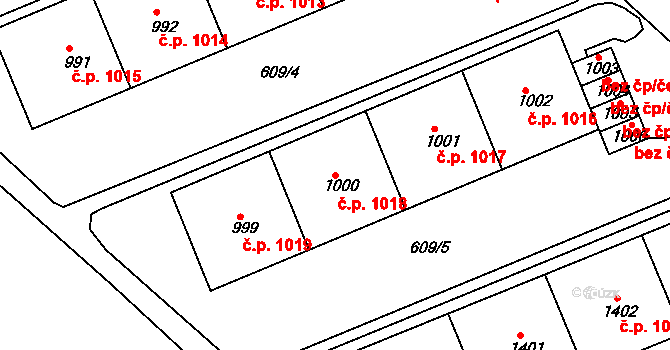 Neratovice 1018 na parcele st. 1000 v KÚ Neratovice, Katastrální mapa