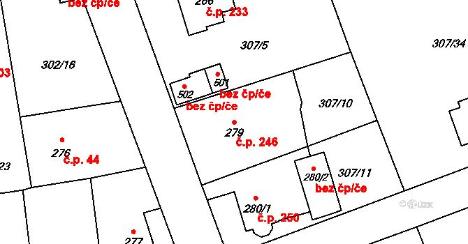 Velká Ves 246, Broumov na parcele st. 279 v KÚ Velká Ves u Broumova, Katastrální mapa