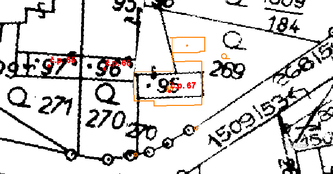 Horní Ředice 67 na parcele st. 95 v KÚ Horní Ředice, Katastrální mapa