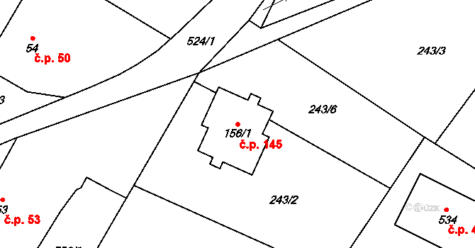 Srch 145 na parcele st. 156/1 v KÚ Srch, Katastrální mapa