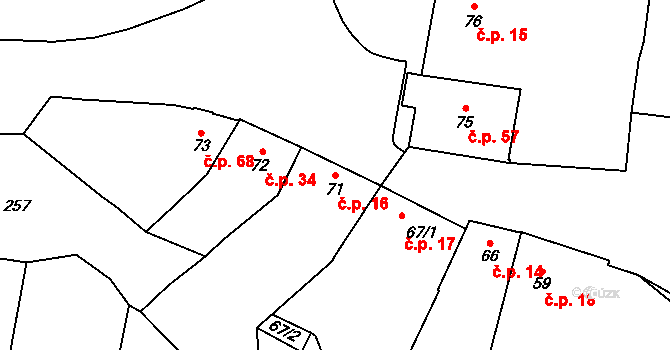 Chrudichromy 16 na parcele st. 71 v KÚ Chrudichromy, Katastrální mapa
