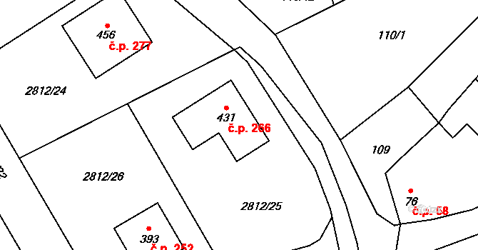 Olešnice 266 na parcele st. 431 v KÚ Olešnice u Trhových Svinů, Katastrální mapa