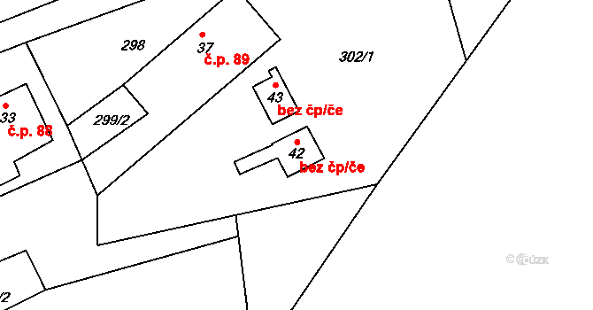 Jesenice 78722551 na parcele st. 42 v KÚ Bolechovice II, Katastrální mapa