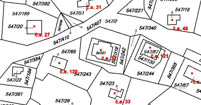 Kovářov 32, Frymburk na parcele st. 547/21 v KÚ Frymburk, Katastrální mapa