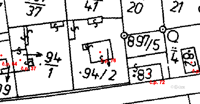 Nišovice 76 na parcele st. 94/2 v KÚ Nišovice, Katastrální mapa