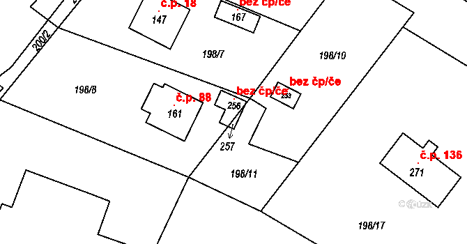 Libošovice 105939552 na parcele st. 257 v KÚ Libošovice, Katastrální mapa