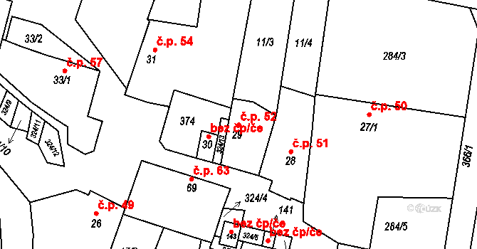 Běhařovice 52 na parcele st. 29 v KÚ Běhařovice, Katastrální mapa