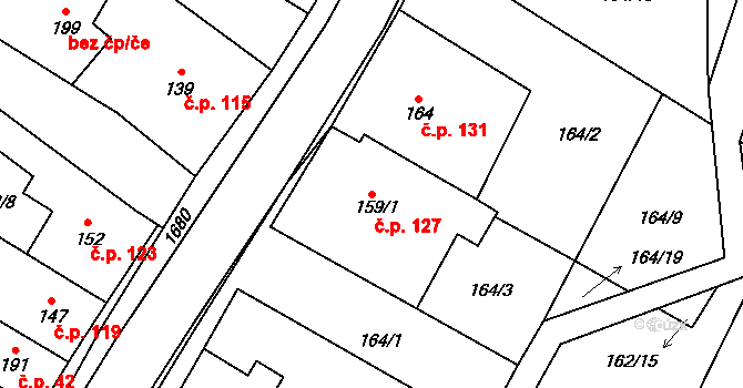 Opatovice 127 na parcele st. 159/1 v KÚ Opatovice u Hranic, Katastrální mapa