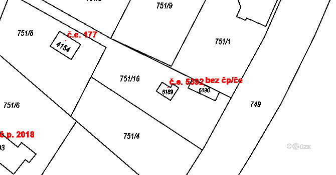 Dvůr Králové nad Labem 5392 na parcele st. 6189 v KÚ Dvůr Králové nad Labem, Katastrální mapa