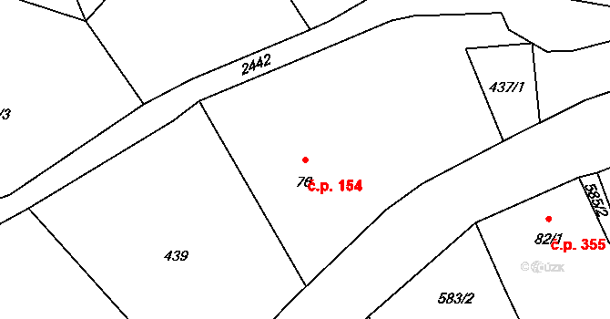 Lučany nad Nisou 154 na parcele st. 76 v KÚ Lučany nad Nisou, Katastrální mapa