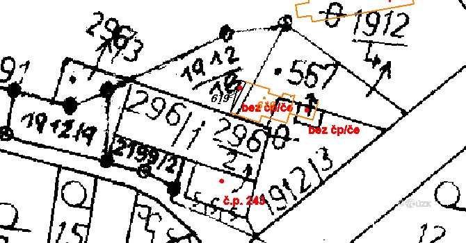 Verneřice 243 na parcele st. 296/2 v KÚ Verneřice, Katastrální mapa