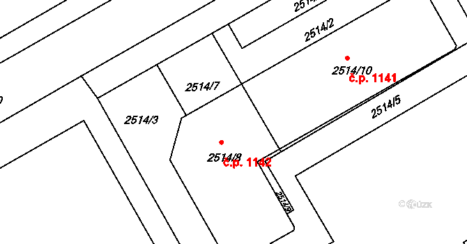 Lyžbice 1142, Třinec na parcele st. 2514/8 v KÚ Lyžbice, Katastrální mapa