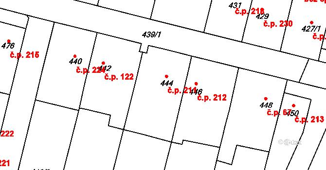 Holasice 211 na parcele st. 444 v KÚ Holasice, Katastrální mapa