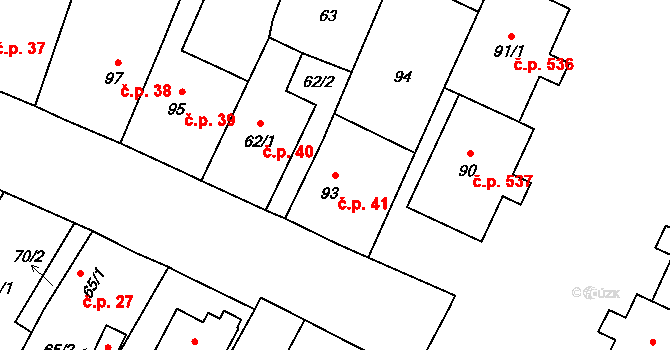 Vrbno pod Pradědem 41 na parcele st. 93 v KÚ Vrbno pod Pradědem, Katastrální mapa
