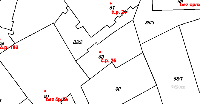 Dačice I 25, Dačice na parcele st. 89 v KÚ Dačice, Katastrální mapa