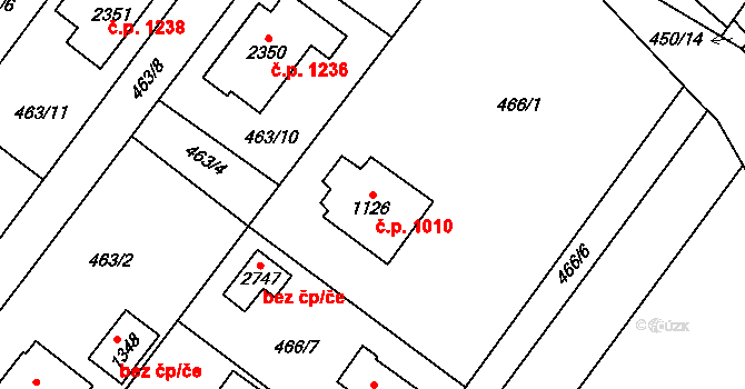 Třebechovice pod Orebem 1010 na parcele st. 1126 v KÚ Třebechovice pod Orebem, Katastrální mapa