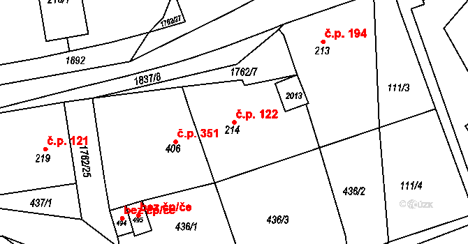 Šumvald 122 na parcele st. 214 v KÚ Šumvald, Katastrální mapa