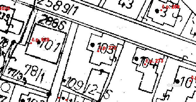 Kamenický Šenov 272 na parcele st. 103 v KÚ Kamenický Šenov, Katastrální mapa
