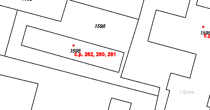 Mimoň IV 262, Mimoň na parcele st. 1595 v KÚ Mimoň, Katastrální mapa