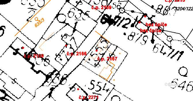 Podlusky 2167, Roudnice nad Labem na parcele st. 555 v KÚ Podlusky, Katastrální mapa