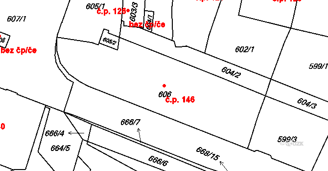 Jilemnice 146 na parcele st. 606 v KÚ Jilemnice, Katastrální mapa