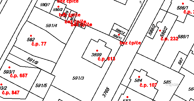Žamberk 813 na parcele st. 3899 v KÚ Žamberk, Katastrální mapa