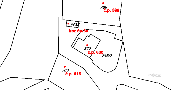 Strakonice I 630, Strakonice na parcele st. 372 v KÚ Strakonice, Katastrální mapa