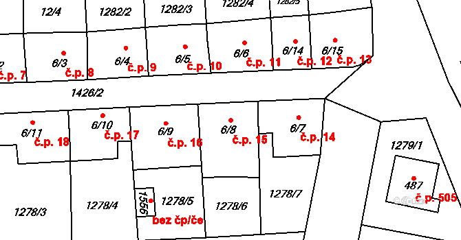 Lány 15, Svitavy na parcele st. 6/8 v KÚ Čtyřicet Lánů, Katastrální mapa