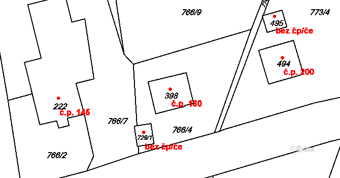 Lubno 180, Frýdlant nad Ostravicí na parcele st. 398 v KÚ Lubno, Katastrální mapa