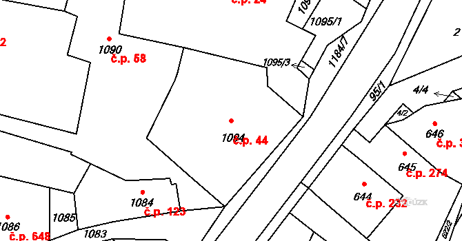 Jablůnka 44 na parcele st. 1094 v KÚ Jablůnka, Katastrální mapa