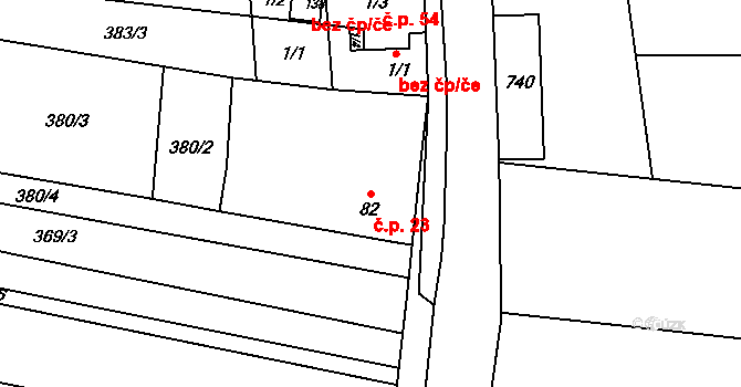 Němetice 23, Kelč na parcele st. 82 v KÚ Němetice, Katastrální mapa