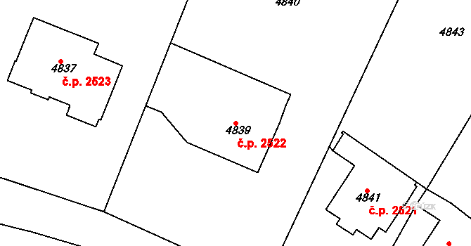 Dejvice 2522, Praha na parcele st. 4839 v KÚ Dejvice, Katastrální mapa