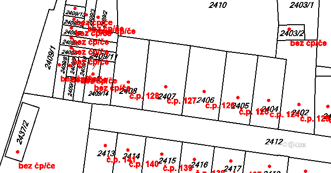 Příbram IV 127, Příbram na parcele st. 2407 v KÚ Příbram, Katastrální mapa