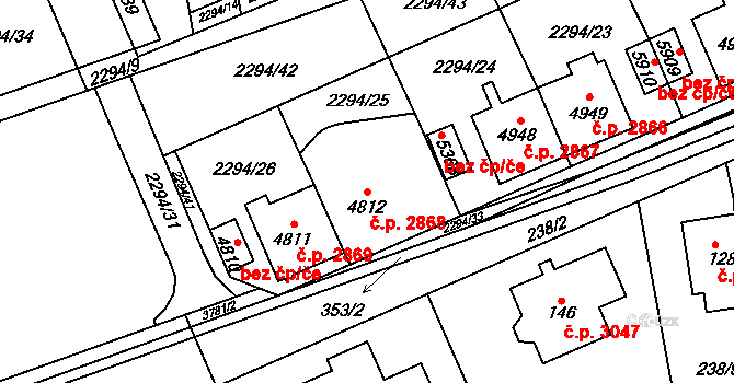 Dvůr Králové nad Labem 2868 na parcele st. 4812 v KÚ Dvůr Králové nad Labem, Katastrální mapa