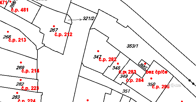 České Budějovice 1 282, České Budějovice na parcele st. 347 v KÚ České Budějovice 1, Katastrální mapa