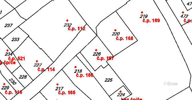 Hodkovice nad Mohelkou 167 na parcele st. 226 v KÚ Hodkovice nad Mohelkou, Katastrální mapa