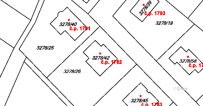 Chotěboř 1782 na parcele st. 3278/42 v KÚ Chotěboř, Katastrální mapa