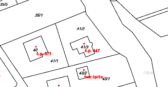 Záblatí 447, Bohumín na parcele st. 41/3 v KÚ Záblatí u Bohumína, Katastrální mapa