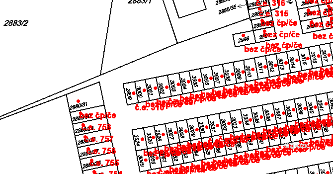 Lutyně 307, Orlová na parcele st. 3002 v KÚ Horní Lutyně, Katastrální mapa