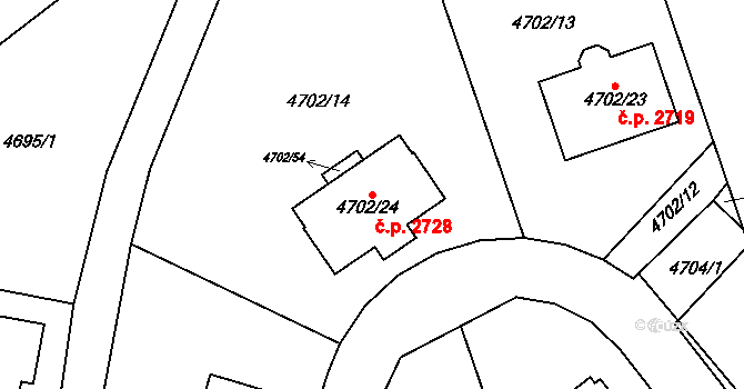 Dejvice 2728, Praha na parcele st. 4702/24 v KÚ Dejvice, Katastrální mapa