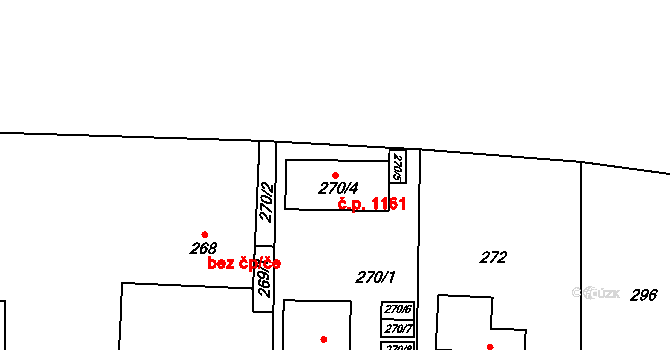 Řevnice 1161 na parcele st. 270/4 v KÚ Řevnice, Katastrální mapa