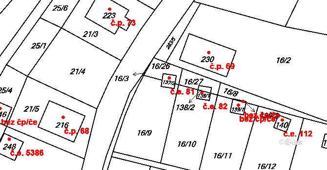 Zborná 81, Jihlava na parcele st. 137/2 v KÚ Zborná, Katastrální mapa