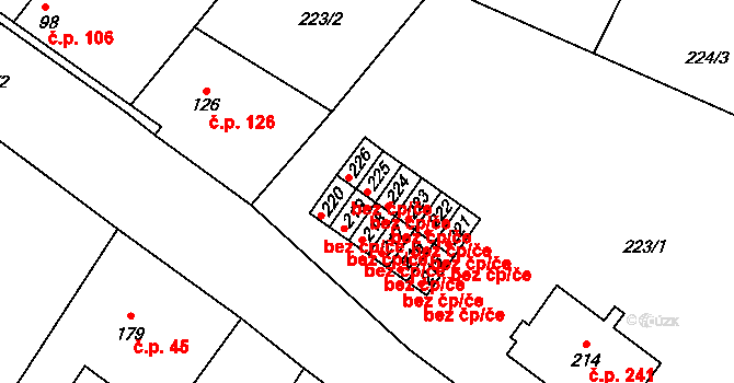 Záryby 39398552 na parcele st. 225 v KÚ Záryby, Katastrální mapa