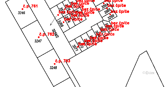 Třinec 40213552 na parcele st. 3570 v KÚ Lyžbice, Katastrální mapa