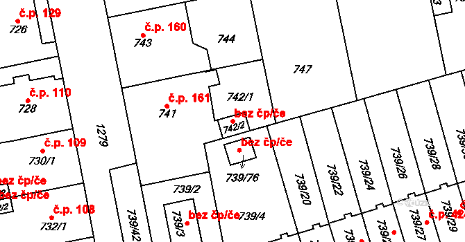 Plzeň 41625552 na parcele st. 742/2 v KÚ Hradiště u Plzně, Katastrální mapa